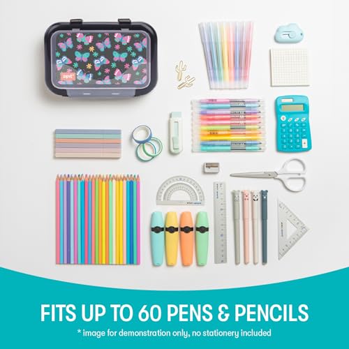 Image of ZIPIT: 2 Compartment Recycled Box - Butterflies - Large Capacity Pencil Case, Plastic Stationery Organizer, School Supplies-Toys Holder, Kids Girl-Boy