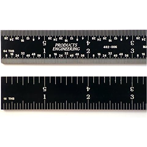 PEC Tools 24" 4R Rigid Black Chrome,"high Contrast" Machinist Ruler with Markings 1/8", 1/16", 1/32" and 1/64" Cover