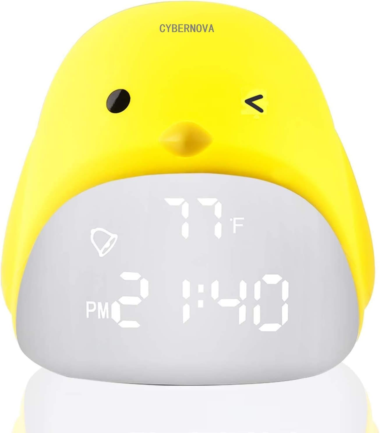 CYBERNOVA Digital Cute Chick Alarm Clock for Girls Boys, Night Light Clock, Kids Bedroom Alarm