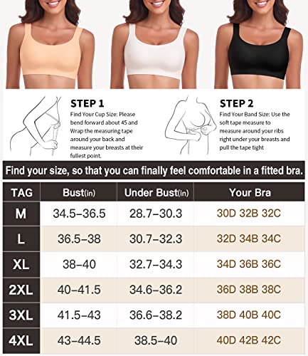 Woweny Minimizer Bras For Women Full Coverage Womens Bras No Underwire Sports Bras For Women Padded Push Up Bra (Black, Large) #TOP6