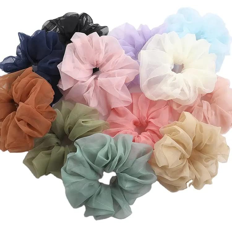 Solid Color Organza Hair Bands Accessories Spring and Summer French Organza Scrunchies Hair Ties for Women's and girls-image-22
