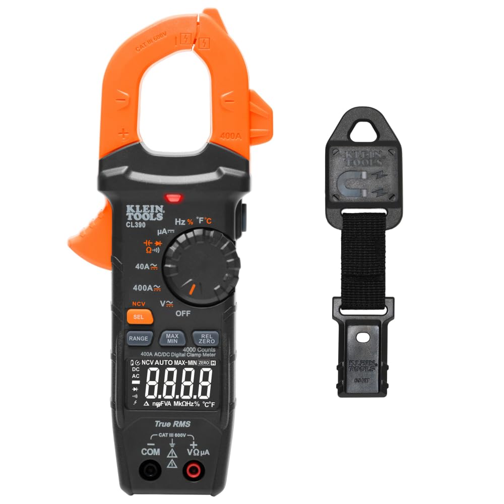 Klein Tools 80197 AC/DC Clamp Meter Kit con Gancho Magnético, Auto-Ranging TRMS, 400 Amp, Probador de Voltaje NCVT, Kit de Prueba Profesional