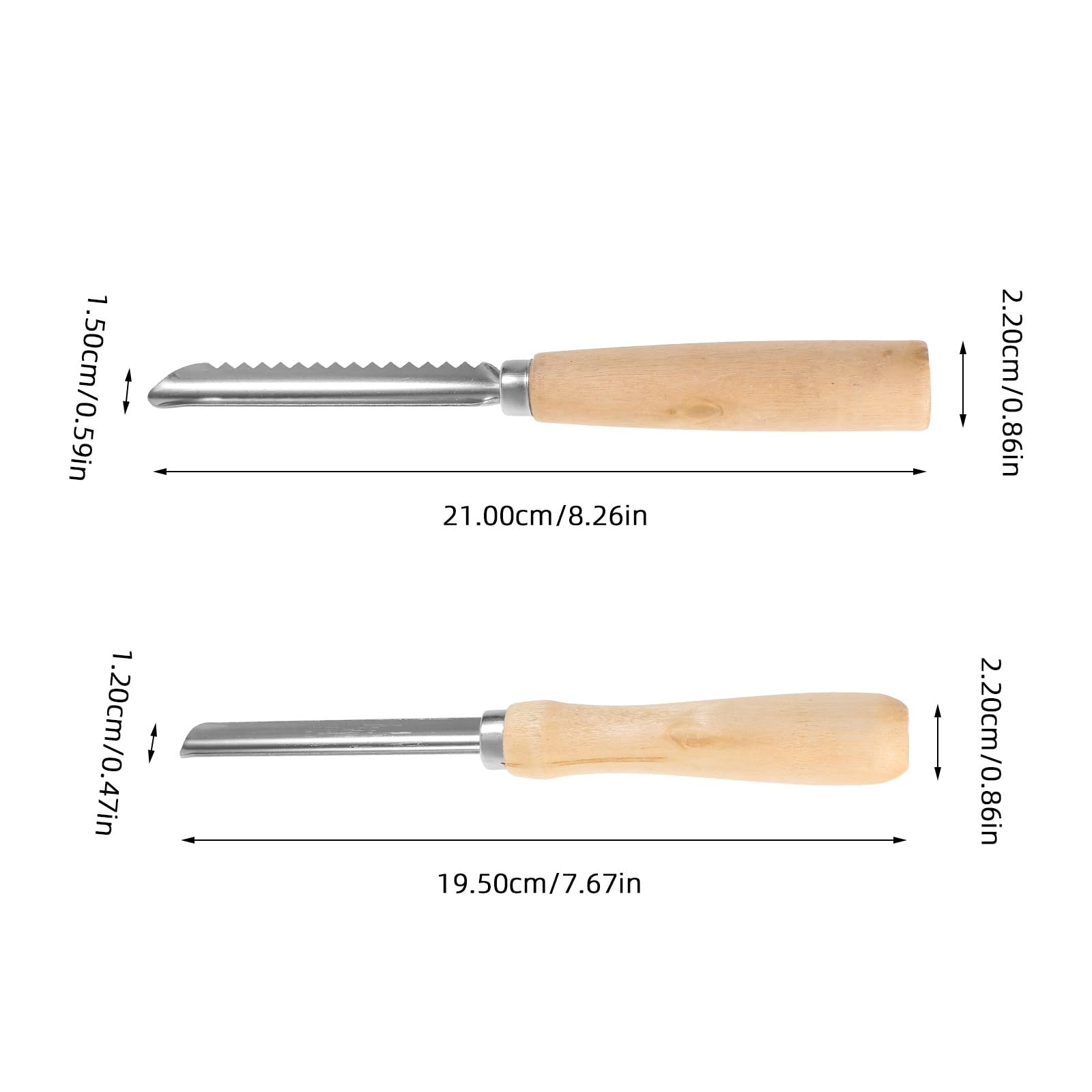 Cabilock 2pcs Corer and Pitter, Stainless Steel Fruit Corer with Wooden Handle, Serrated and Smooth Pitter for Apple, Pear, Peach