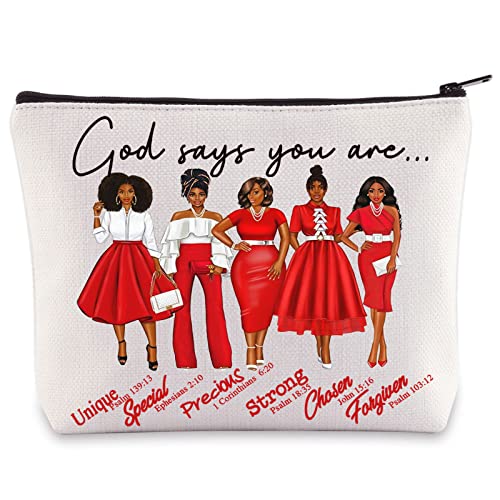 WZMPA Sorority Cosmetic Make up Bag Greek Sorority Gift God Says You Are Sorority Makeup Zipper Pouch Bag Sorority Paraphernalia(God Says Red)