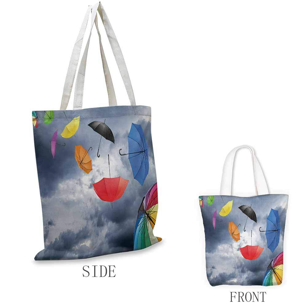 Colorful Exquisite Shopping Bag Parasols on Foreground of Dark Cumulus Rain Clouds Windy Stormy Day Shield Image Foldable Shopping Bag W15.75 x L17.71 Inch Multicolor