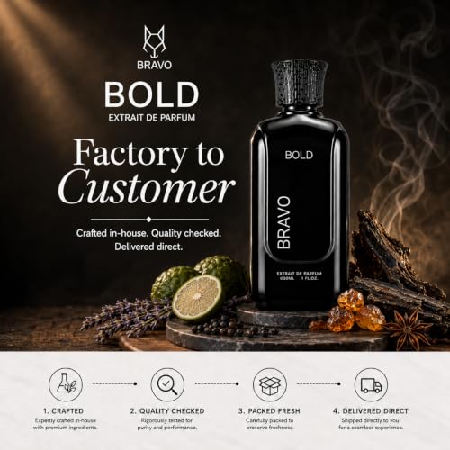 Image of Bravo Bold Extrait De Parfum | Cognac, Toffee & Tonka Bean Notes | Long Lasting Luxury Fragrance | Premium Perfume Spray | 30ml
