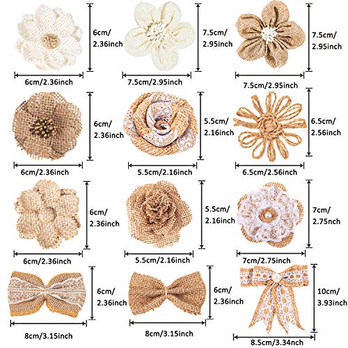 30PCS Burlap Flowers Set