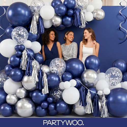 Image of PartyWoo Navy Blue Balloons 50pcs Dark Blue Latex Helium Balloons 12 Inch | Graduation New Year Wedding Sports Theme Boy Baby Shower Men Birthday Bachelorette Party Decorations Blue-Z90