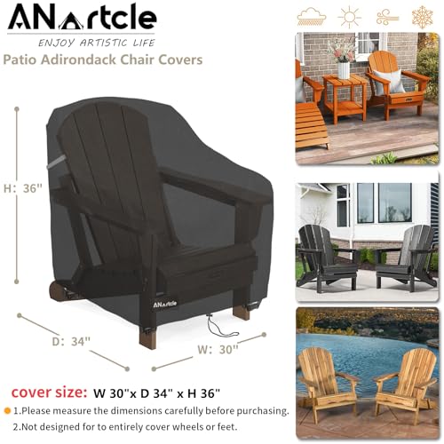 Image of ANartcle Patio Adirondack Chair Cover 2 Pack,600D Waterproof Heavy Duty Outdoor Chair Covers,Adirondack Chair Covers(30W x 34D x 36H inches),Patio Furniture Covers,Black