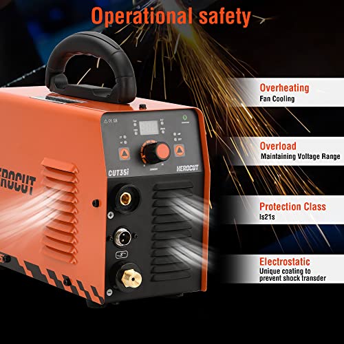 Herocut Plasma Cutter, 35Amp Plasma Cutting Machine, Hf 50/60Hz Invert Technology Plasma Cutter, Max Cutting Thickness 10Mm (Cut35 110V) #TOP4