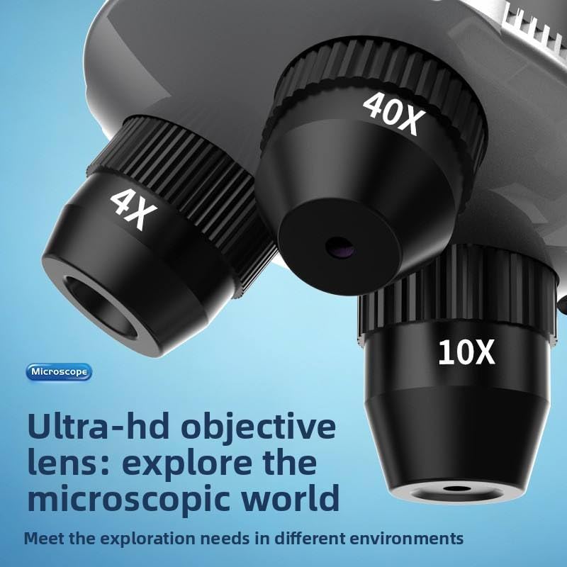 Image of Lukzer Scientific Compound Microscope for Kids with 4X, 10X & 40X Objective Lenses | Educational Biology Microscope for School Lab, STEM Learning, Slides, Specimen Observation & Science Projects