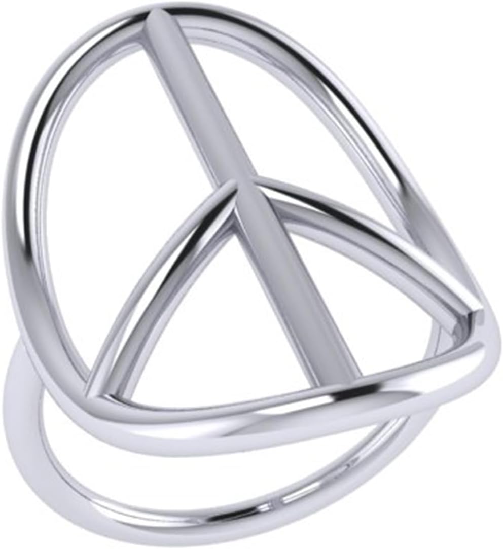 MJ By Monica Sterling Silver Peace Sign Ring for Women, 925 Silver, Cocktail Party Style