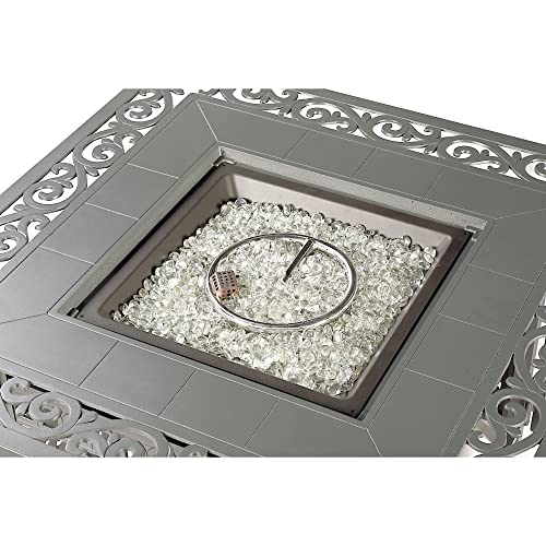 Image of Oakland Living Square 42 in. x 42 in. Aluminum Propane Fire Pit Table with Glass Beads, Two Covers, Lid, 57,000 BTUs in Grey Finish