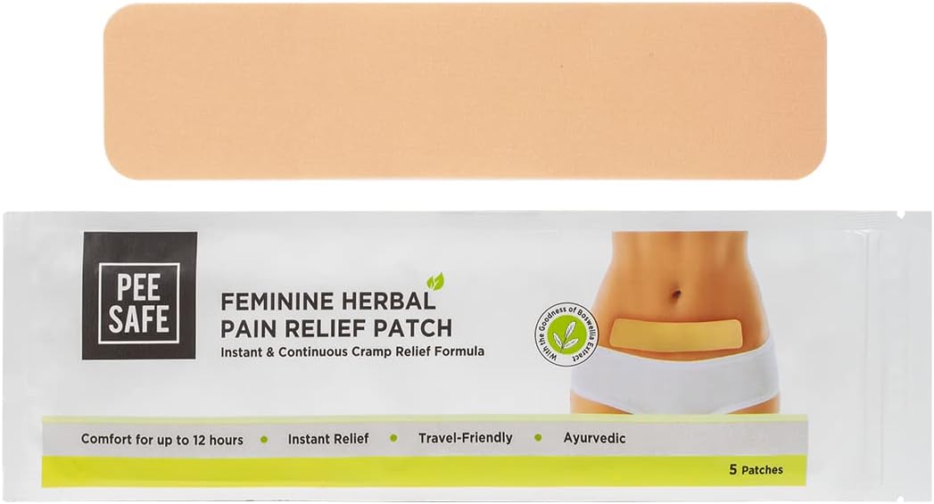 Pee safe Feminine Herbal Pain Relief Patches (Pack of 5) | Natural Pain Relief Patches | No Side Effects | Sleek Design | Comfort for Upto 12 Hours