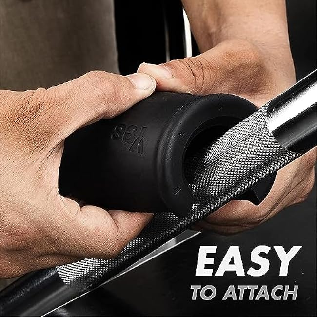 Yes4All Thick Dumbbell Handles Grips, Firm Rubber Barbell Grips, Great for Increasing Forearm Strength, Weightlifting, Muscle Building, Cable Attachments