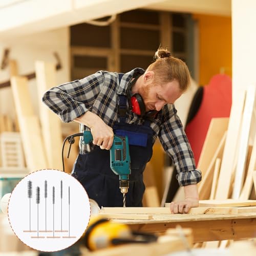 Zocipro 6 Stück Bohrlochbürste, Drahtbürste Rund 8mm/12mm/16mm/20mm/25mm/30mm für Reinigen von Bohrlöchern, Reinigungsbürste Edelstahl mit Holzgriff für Schlagbohrmaschinen