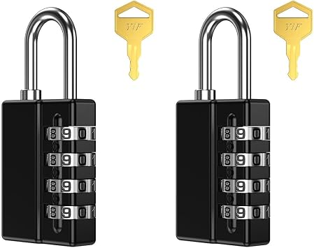 LOFICOPER Combination Padlock with Key, 2 Pack Combination Lock for Outdoor, 4 Digit Resettable Padlock, Weatherproof Indoor Outdoor Lock, for Gym Locker Gate Fence