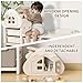 UNICOO® Kids Cream House Toy Storage Organizer with 3-Tier Shelves, Toy Organizer Rack & Bins for Nursery, Playroom, Study Room, Spacious Bookshelf Baby Toddler Bookcase for Kids Room (Cream & Brown)