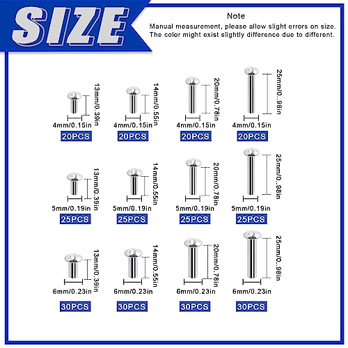 Glarks G-3463 300Pcs M4 M5 M6 Aluminum Brazier Head Solid Rivets Length 13Mm 14Mm 20Mm 25Mm High-Strength Solid Brazier Rivets Fasteners thumb #1