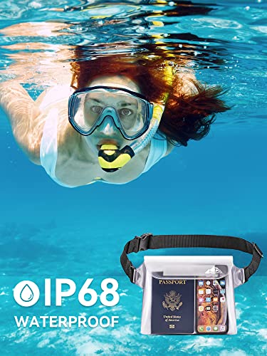 Image of HEETA 2 /3 /4 Pack Waterproof Pouch with Waist Strap, Screen Touchable Dry Bag with Adjustable Belt for Phone Valuables for Kayaking, Swimming, Snorkeling, Boating, Fishing, Surfing & Beach