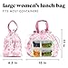 Fit & Fresh Lunch Bag For Women, Insulated Womens Lunch Bag For Work, Stain-Resistant Large Lunch Box For Women With Containers, Cinch Closure Cromwell Bag, Pink FloralToile