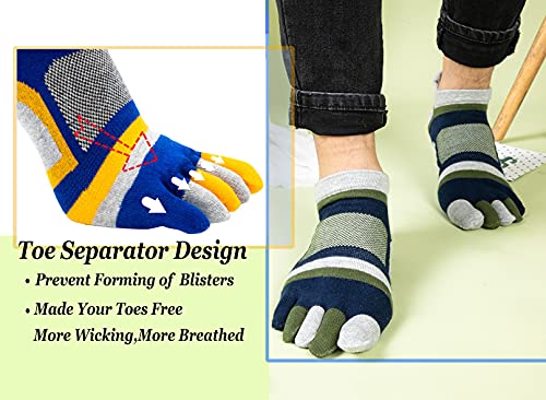 Men Toe Socks No Show Low Cut Athletic Wicking Cotton 5 Finger Split Toe 6 Pack2