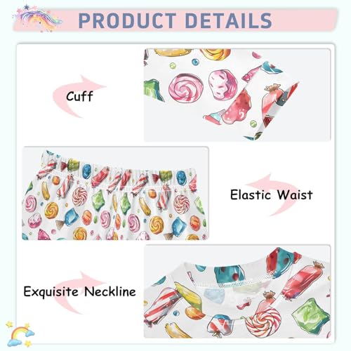 ALAZA Candy on White Christmas 2 Piece Pajama Set Long Sleeve Top and Pants Sleepwear Unisex4