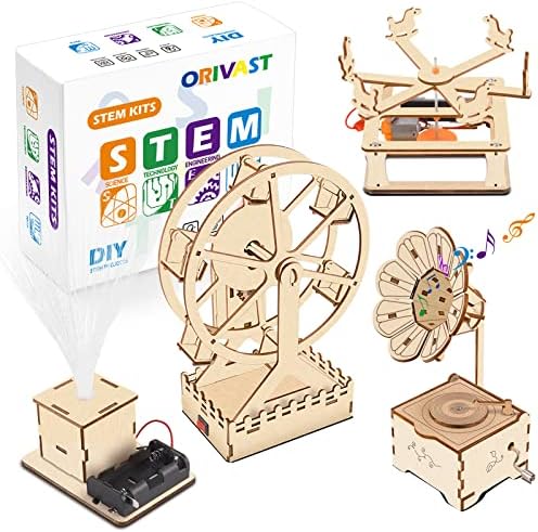 ORIVAST STEM Kit 3D Wooden Puzzles, 4 Set Wood Model Building Kits for Kids Ages 8-12, Educational Engineering Science Projects, DIY Craft Kits Toys for Boys Girls