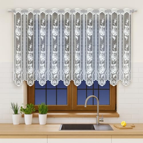 Gardinen Vorhangen Weiß Jacquard 100x100 cm (BxH) Harris Scheibengardine...