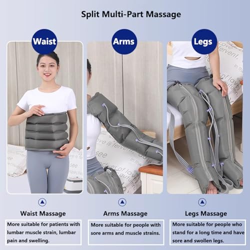 Massaggiatore per drenaggio linfatico, dispositivo elettrico di compressione dell'aria per la circolazione di gambe e braccia, fascia per vita, sollievo per piedi e caviglia, rilassamento del dolore