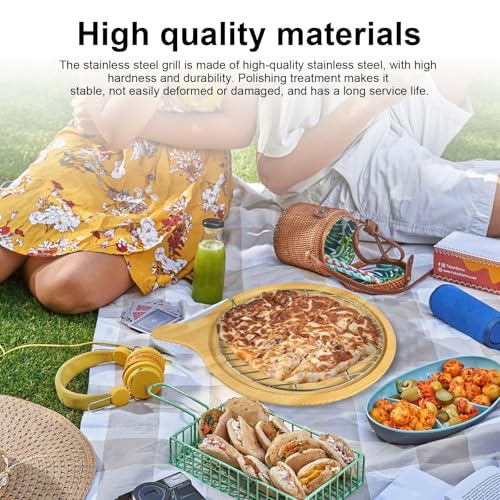 HECHKJ Grillrost Edelstahl Rund, Durchmesser 30 cm Grillgitter Rund, Silberfarben Rund Edelstahl Grillrost, Grillroste Ersatz Kugelgrill, Geeignet für Camping und Picknick