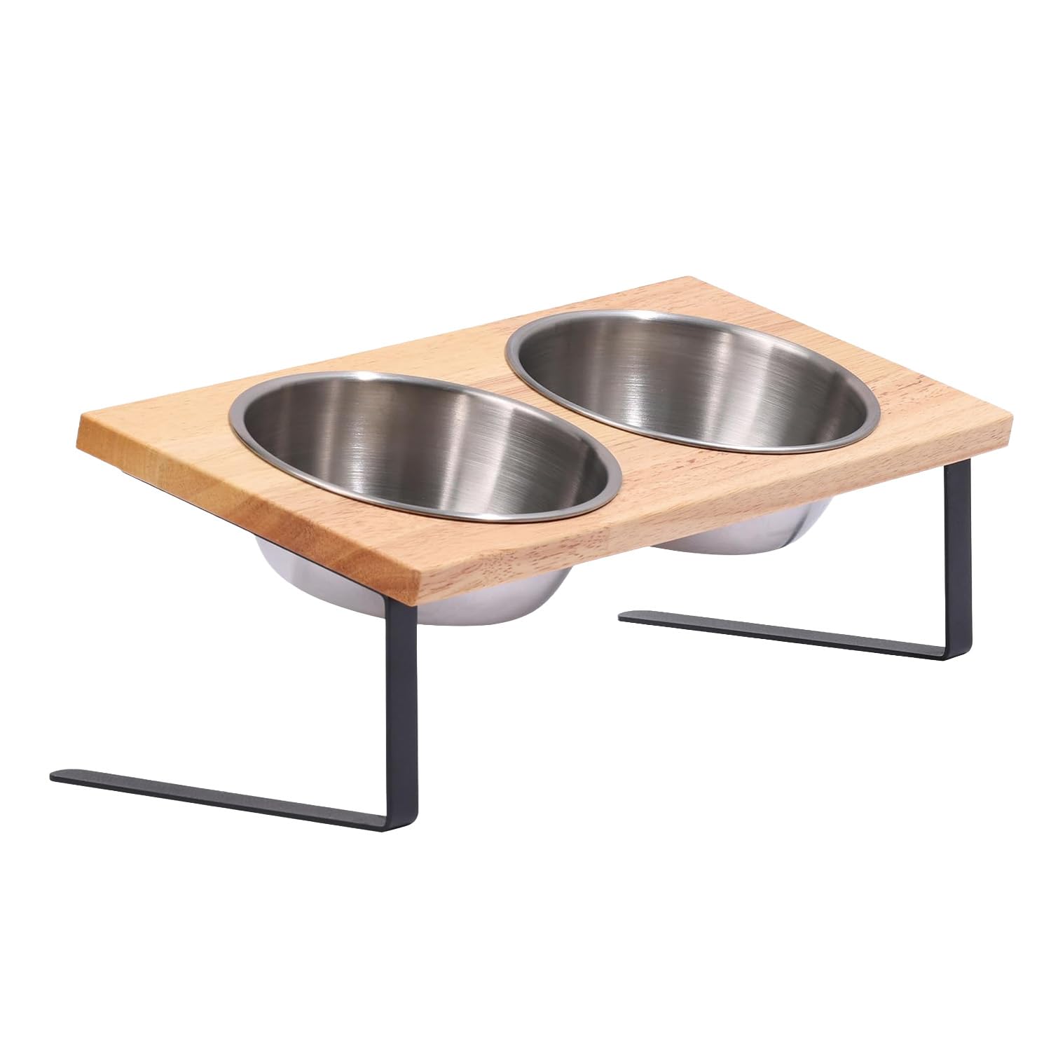 Structure en fer et plateau en bambou avec bols surélevés de 250 ML