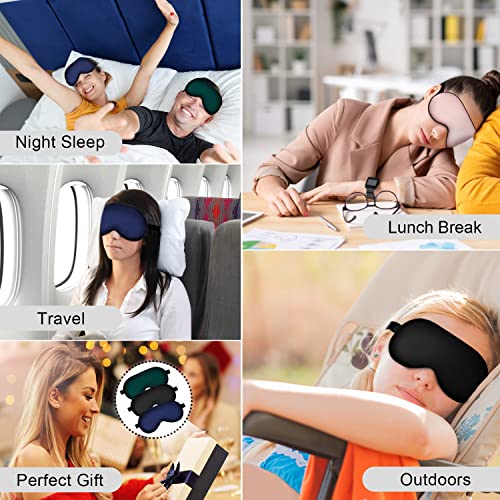 Sleep Mask, Silk Eye Mask For Sleeping With Adjustable Strap, Satin Blackout Sleeping Eye Mask For Men&Women, Comfortable Blindfold Eyeshade For Night Sleep (Black,Blue,Green) #TOP4