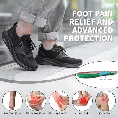 Image of ITAZERO Men's Wide Toe Box Wide Width Hands-Free Slip-On Shoes, Walking Sneakers with Arch Support for Plantar Fasciitis, Diabetic Swollen Feet