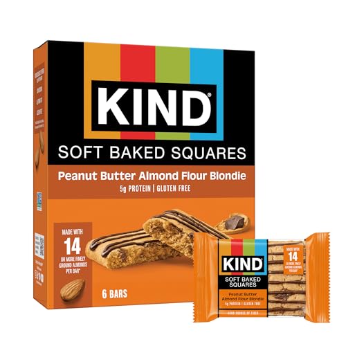 Image of KIND Soft Baked Squares, Peanut Butter Almond Flour Blondie, Gluten Free, Healthy Snack Bars, 5g Protein, 6 Count