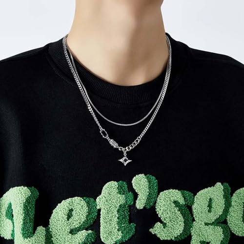 Image of Gothic Jewellery, Crescent Moon and Star Necklace with Chain Bracelet for Men, Punk Accessories, Gothic Bracelet for Men, Unisex Fashion Statement