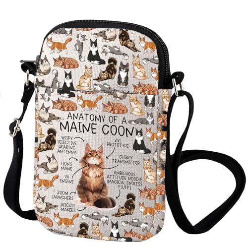Maine Coon Cat The Anatomy Of A Maine Coons Cats Lovers Crossbody Bag Memorial Cats Keepsake Gift (Maine Coon)