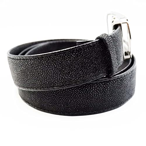NEW BLACK GENUINE STINGRAY LEATHER MEN AUTO BUCKLE METAL BUCKLE BELT 1.5 X 45 INCHES.2