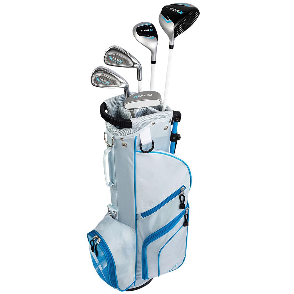 Merchants of Golf Tour X Purple 5-Piece Junior Golf Complete Set with Stand Bag, Right Hand, 12+ Age, Graphite, Regular