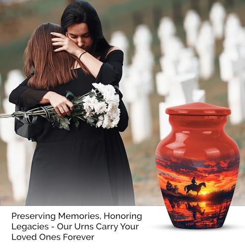 Image of Cowboy Urn - Small Keepsake Urns for Ashes Adult Male - Unique Cremation Urns for Human Ashes - Companion Urns for 2 Adults - Memorial Ash Containers - 3 inch Set of 4