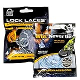LOCK LACES Reflective 2-Pack (Elastic No Tie Shoelaces) (Storm Gray-Winter Blue)