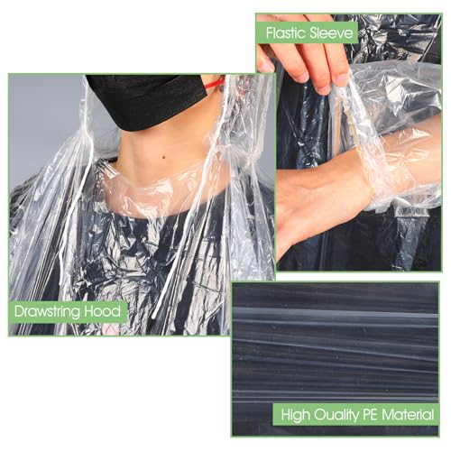 20 Pack Disposable Rain Ponchos for Adults, Men Women Clear Ponchos with Hood, Waterproof PE Raincoats with Drawstring, Emergency Poncho Bulk Unisex for Camping, Hiking, Travel4