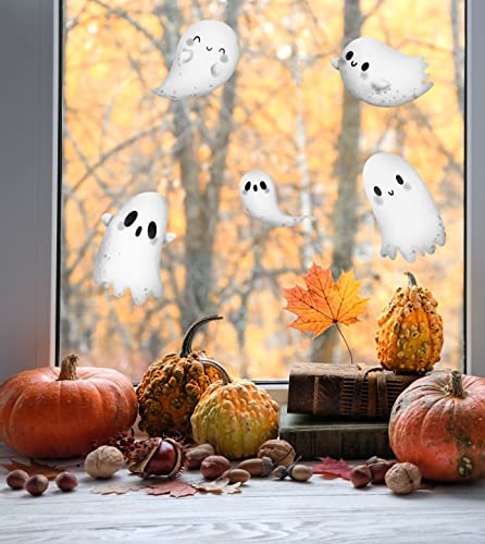 QuoteMyWall Niedliche Geister, Halloween-Dekorationen, Fensteraufkleber, Aufkleber für Zuhause, gruselig, abnehmbar, wiederverwendbar, Halloween-Dekoration, 5 Stück Cover