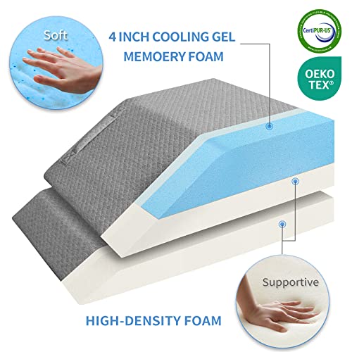 Adjustable Leg Elevation Pillows For Swelling, Cooling Gel Memory Foam Wedge Pillows For After Surgery, Sciatica Back Knee Hip Ankles Pain Relief, Leg Pillows For Sleeping Blood Circulation #TOP3