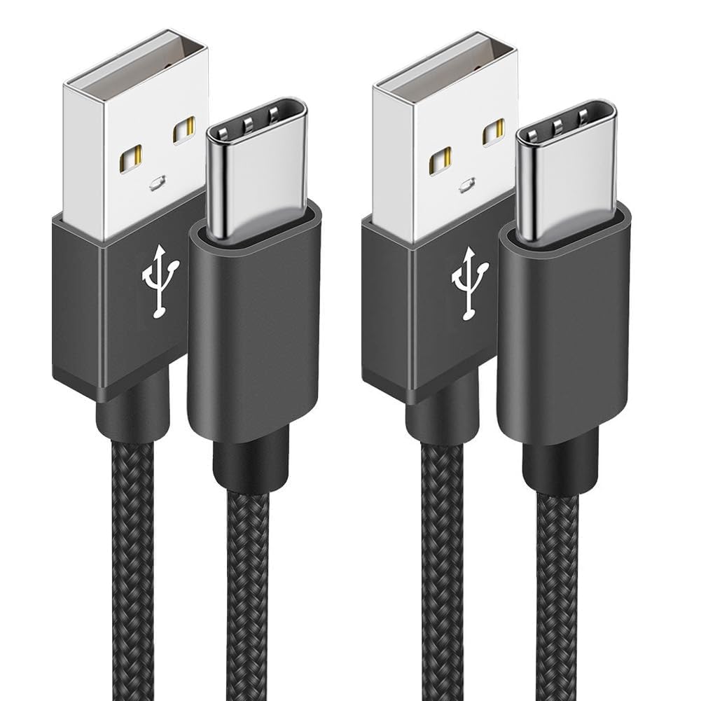 USB C Kabel, 2 Stück 2M Nylon Ladekabel USB C Fast Charge Schnellladekabel Typ C Ladekabel für Samsung Galaxy A51 A50 A41 A40 A71 A21s A20 A20e S8 S9 S10 S20 fe, Note 10 9 8, Huawei P40 P30 P20