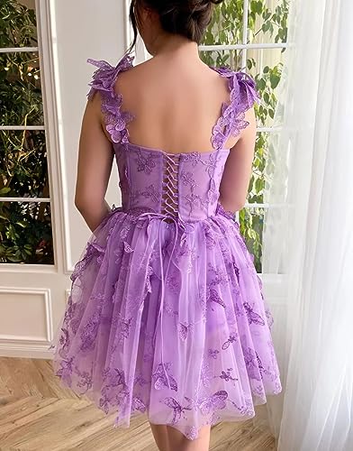 Robe de soirée en tulle rose taille 50 avec papillons 3D - 3