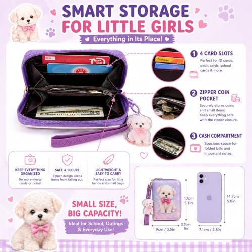 Image of AACKS Little Girls Coin Purse Kids Small Wallet for Teens Women Mini Coin Pouches with Strap Cute Cartoon Card Holder Cat Kitty Panda Unicorn