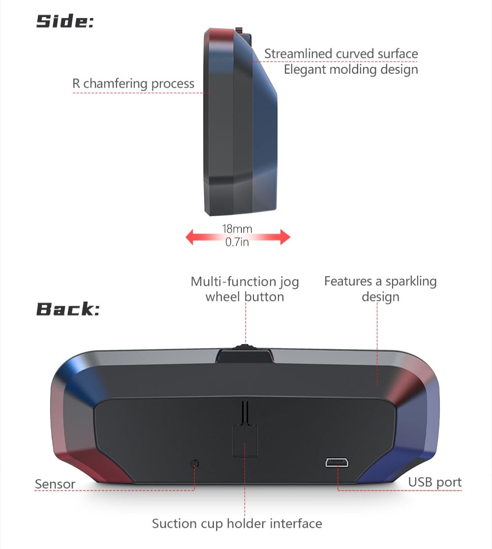 OBEST Car HUD Auto Head Up Display Auto HUD GPS- Tachimetro digitale GPS per auto, Allarme Velocità,con supporto a ventosa girevole
