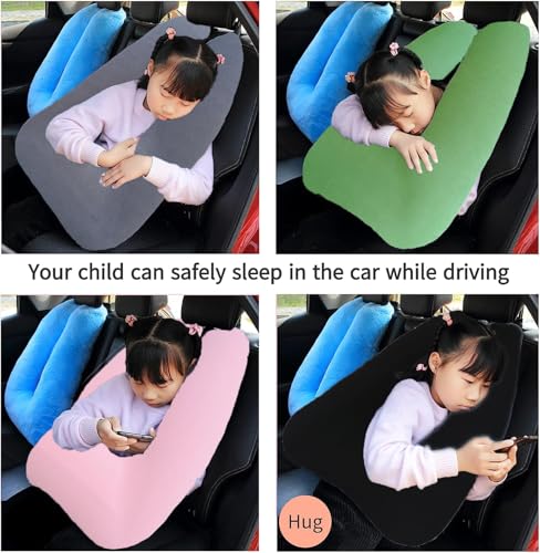 Image of FHSGGP Travel Pillow Car Pillow Kid Car Sleeping The Sleeping Aid for Adults and Kids on Road Trips Sponge Kids Travel Pillow Provides Body and Head Support Pink