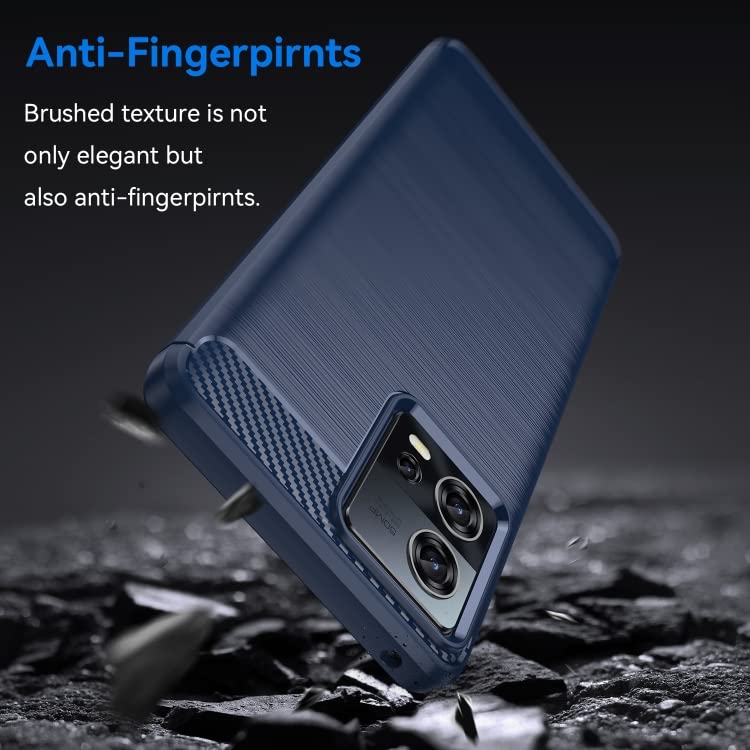 Image of NPRC Hybrid Ultra Slim Protective Case TPU Non-Slip Carbon Fiber Texture Shockproof Case Cover for Moto Edge 30 Fusion - Blue